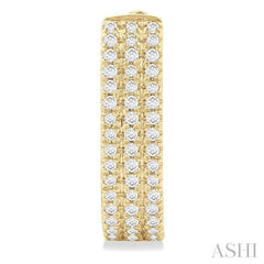 ASHI Three Row Diamond Hoop Earrings 637E5PPTSERYG