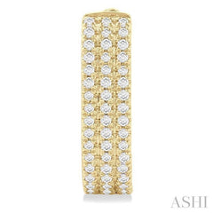 ASHI Three Row Diamond Hoop Earrings 637E5PPTSERYG