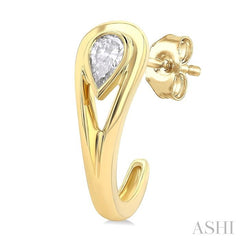 ASHI Pear Shape Diamond Half Hoop Fashion Earrings 637G5PPFGERYG