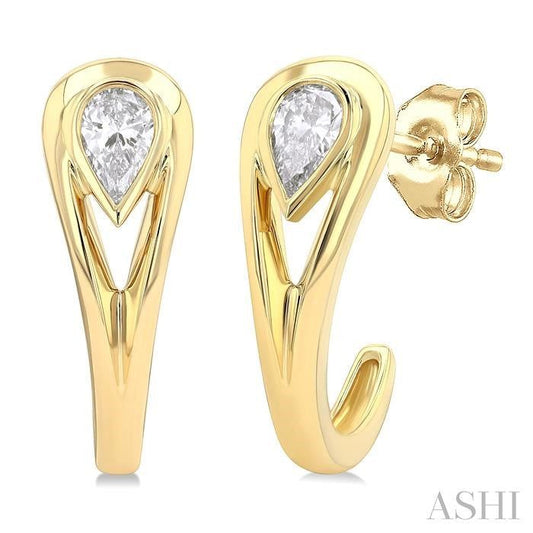 ASHI Pear Shape Diamond Half Hoop Fashion Earrings 637G5PPFGERYG