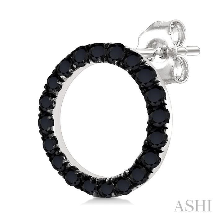 ASHI Circle Black Diamond Fashion Earrings 637K3PPTKERWG