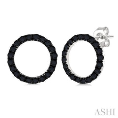 ASHI Circle Black Diamond Fashion Earrings 637K3PPTKERWG