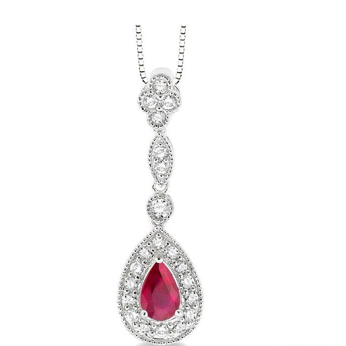 Parkplace Jewelers Pear Shape Gemstone & Halo Diamond Pendant 58206PPFNPDRBW