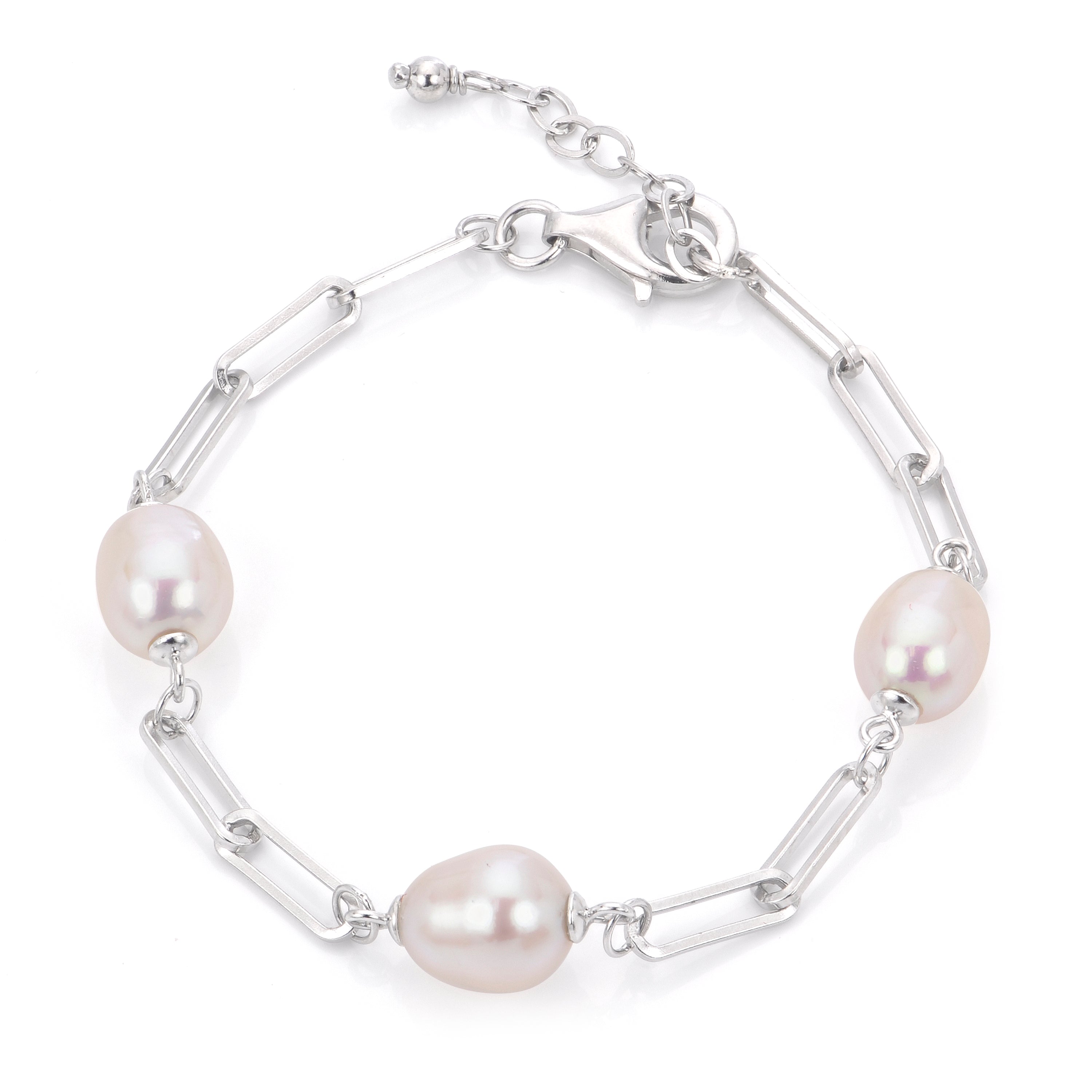 Parkplace Pearls Freshwater Pearl and Paperclip Chain Bracelet 638187/FW
