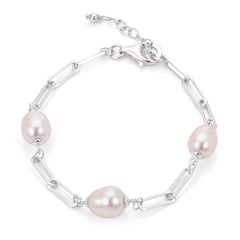 Parkplace Pearls Freshwater Pearl and Paperclip Chain Bracelet 638187/FW