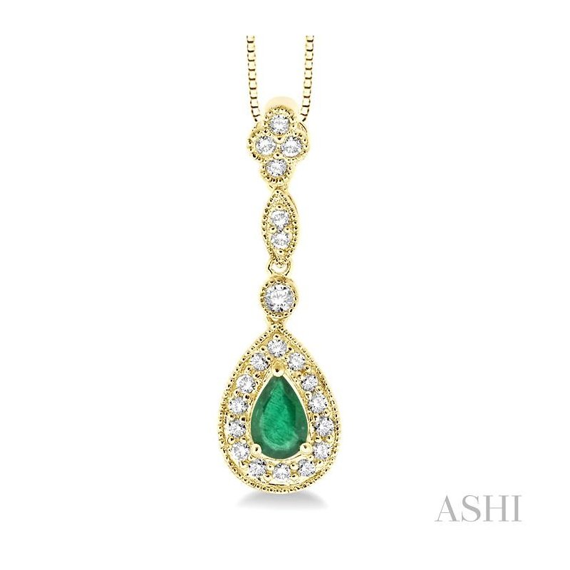 ASHI Pear Shape Gemstone & Halo Diamond Pendant 58206PPFNPDEM