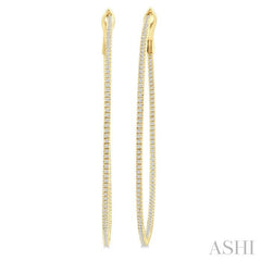 ASHI Inside-Out Diamond Skinny Hoop Earrings 638E1PPFGERYG