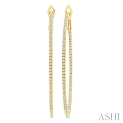 ASHI Inside-Out Diamond Skinny Hoop Earrings 638E2PPFGERYG