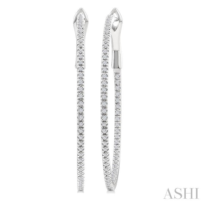 ASHI Inside-Out Diamond Skinny Hoop Earrings 638E3PPFGERWG