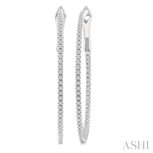 ASHI Inside-Out Diamond Skinny Hoop Earrings 638E3PPFGERWG