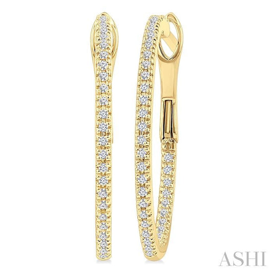 ASHI Inside-Out Diamond Skinny Hoop Earrings 638E6PPFGERYG
