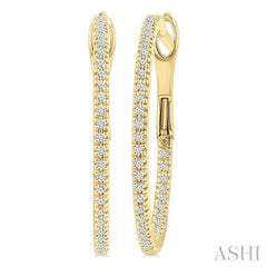 ASHI Inside-Out Diamond Skinny Hoop Earrings 638E6PPFGERYG