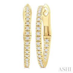 ASHI Inside-Out Diamond Skinny Hoop Earrings 638E8PPTSERYG