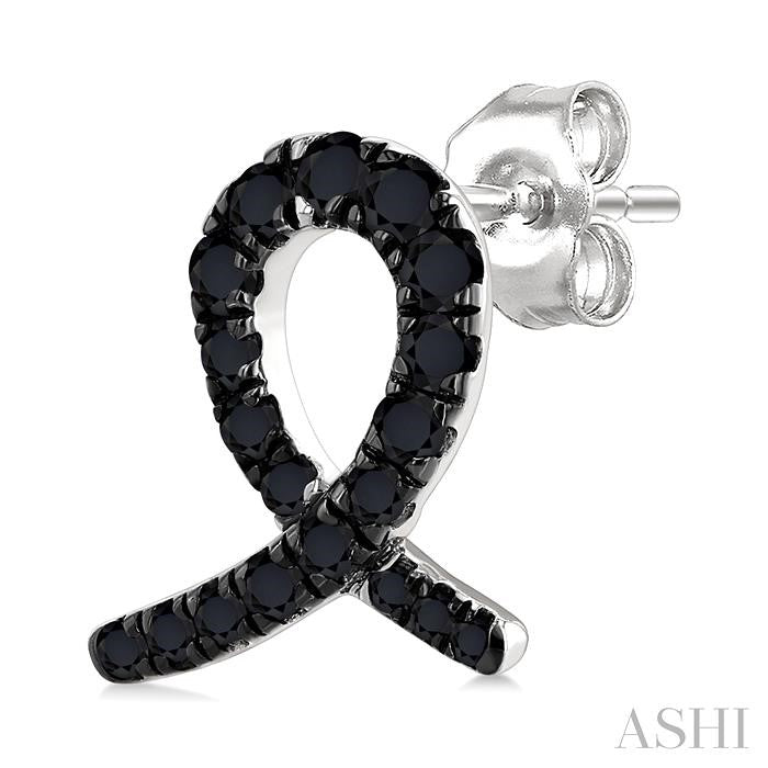 ASHI Ribbon Black Diamond Fashion Earrings 638K5PPTKERWG