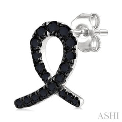 ASHI Ribbon Black Diamond Fashion Earrings 638K5PPTKERWG
