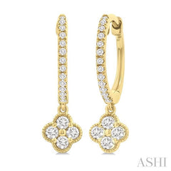 ASHI Clover Diamond Huggie Fashion Earrings 639G5PPFGERYG
