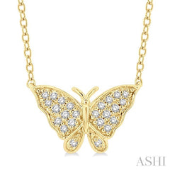 ASHI Butterfly Petite Diamond Fashion Pendant 640E8PPTSPDYG