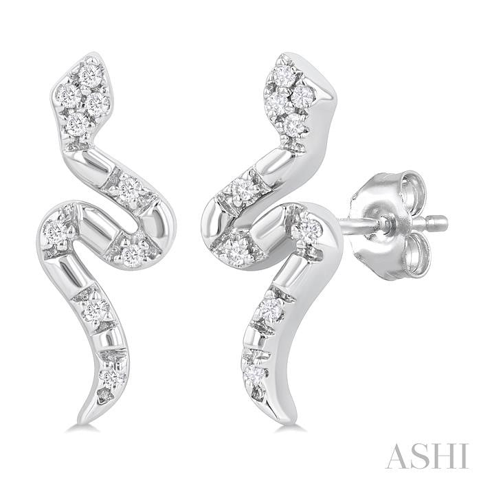 ASHI Snake Petite Diamond Fashion Earrings 640H9PPTSERWG