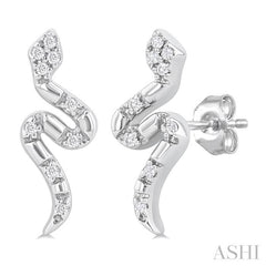 ASHI Snake Petite Diamond Fashion Earrings 640H9PPTSERWG