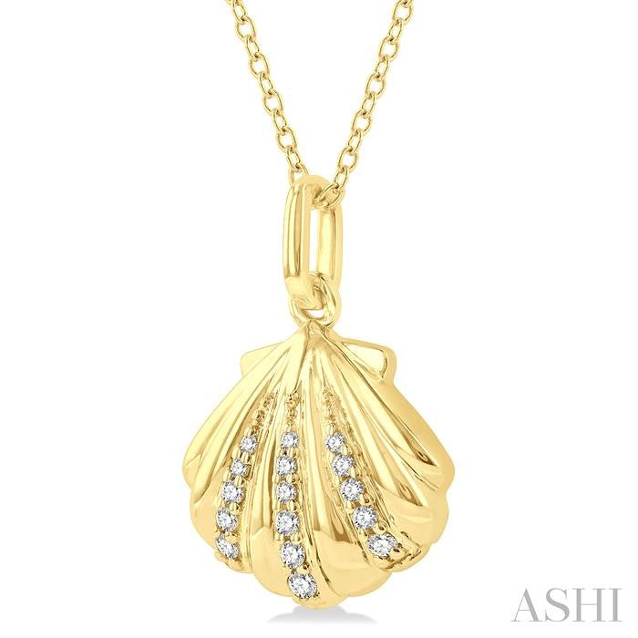 ASHI Seashell Petite Diamond Fashion Pendant 640K9PPTSPDYG