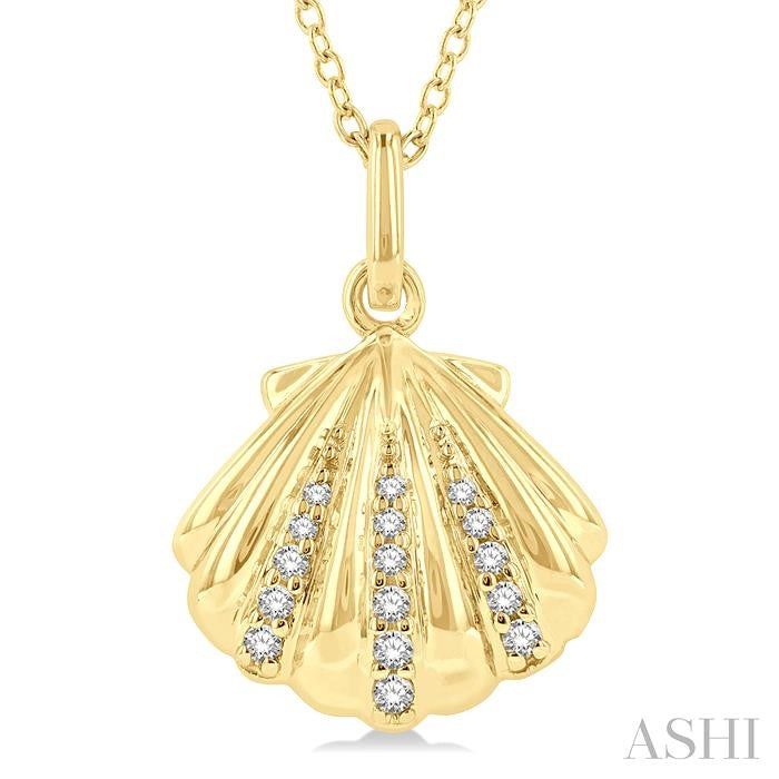 ASHI Seashell Petite Diamond Fashion Pendant 640K9PPTSPDYG