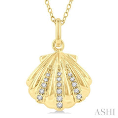 ASHI Seashell Petite Diamond Fashion Pendant 640K9PPTSPDYG