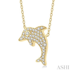 ASHI Dolphin Petite Diamond Fashion Pendant 640L8PPTSPDYG