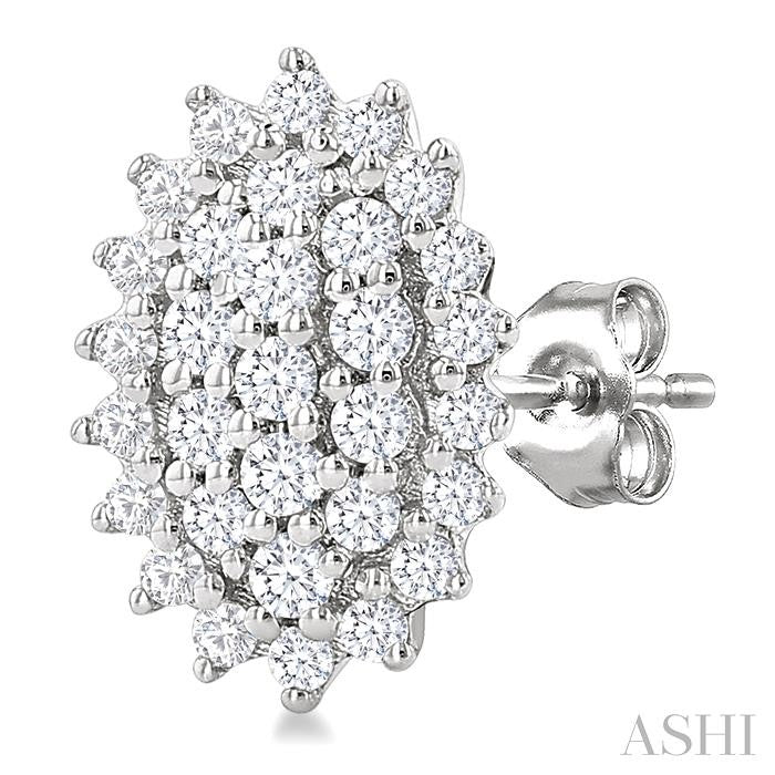 ASHI Oval Shape Petite Cluster Diamond Fashion Earrings 640T7PPTSERWG-OV