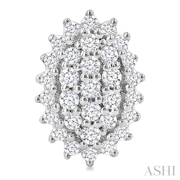 ASHI Oval Shape Petite Cluster Diamond Fashion Earrings 640T7PPTSERWG-OV