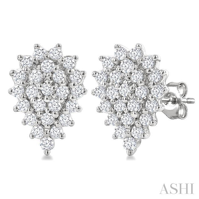 ASHI Pear Shape Petite Cluster Diamond Fashion Earrings 640T7PPTSERWG-PR