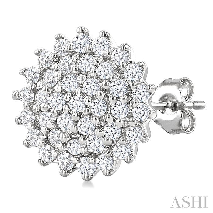 ASHI Round Shape Petite Cluster Diamond Fashion Earrings 640T7PPTSERWG-RD