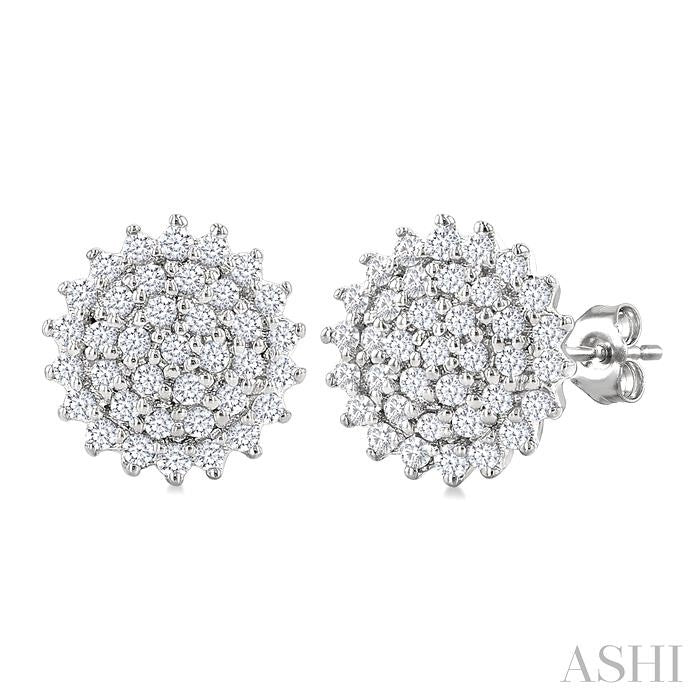 ASHI Round Shape Petite Cluster Diamond Fashion Earrings 640T7PPTSERWG-RD