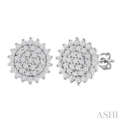 ASHI Round Shape Petite Cluster Diamond Fashion Earrings 640T7PPTSERWG-RD