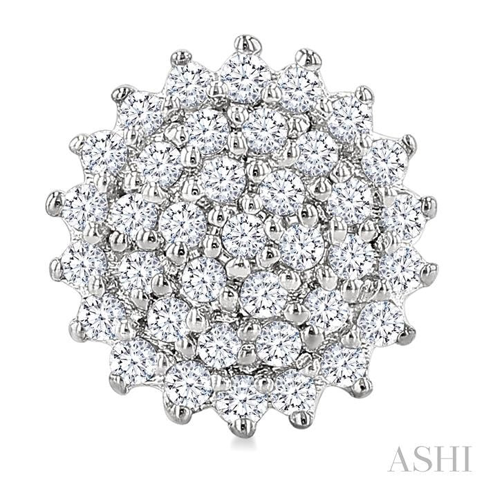 ASHI Round Shape Petite Cluster Diamond Fashion Earrings 640T7PPTSERWG-RD