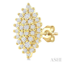 ASHI Marquise Shape Petite Cluster Diamond Fashion Earrings 640T7PPTSERYG-MQ