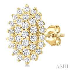 ASHI Oval Shape Petite Cluster Diamond Fashion Earrings 640T7PPTSERYG-OV