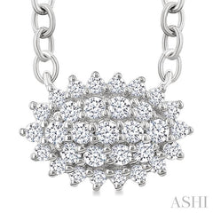 ASHI Oval Shape East-West Petite Cluster Diamond Fashion Pendant 640T8PPTSPDWG-OV