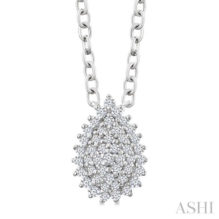ASHI Pear Shape Petite Cluster Diamond Fashion Pendant 640T8PPTSPDWG-PR