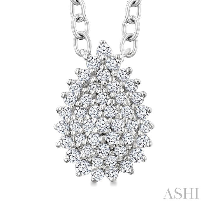 ASHI Pear Shape Petite Cluster Diamond Fashion Pendant 640T8PPTSPDWG-PR