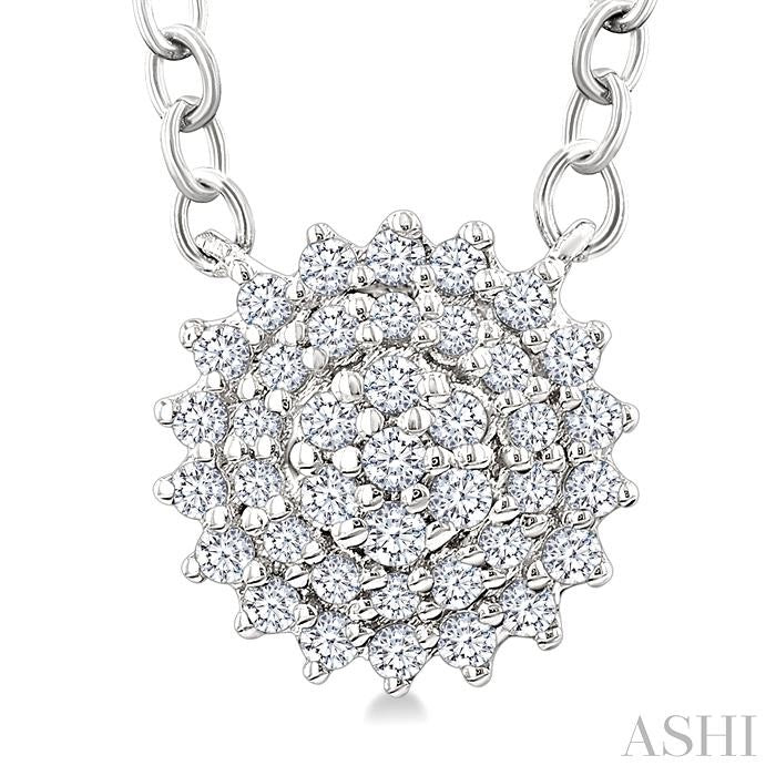 ASHI Round Shape Petite Cluster Diamond Fashion Pendant 640T8PPTSPDWG-RD