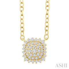 ASHI Cushion Shape Petite Cluster Diamond Fashion Pendant 640T8PPTSPDYG-CU