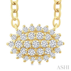 ASHI Oval Shape East-West Petite Cluster Diamond Fashion Pendant 640T8PPTSPDYG-OV
