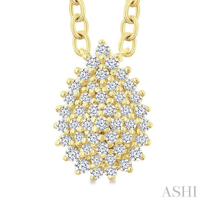ASHI Pear Shape Petite Cluster Diamond Fashion Pendant 640T8PPTSPDYG-PR
