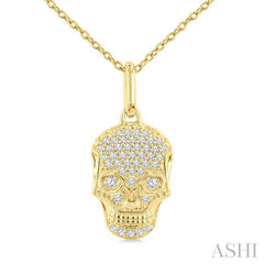 ASHI Skull Petite Diamond Fashion Pendant 640V8PPTSPDYG