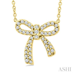 ASHI Bow Petite Diamond Fashion Pendant 640W7PPTSPDYG