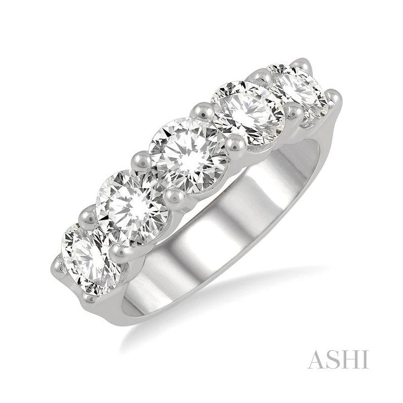 ASHI Round Shape 5 Stone Diamond Wedding Band 33340PPFGWG-2.50
