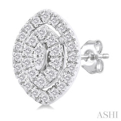 ASHI Marquise Shape Petite Halo Diamond Fashion Earrings 641T7PPTSERWG-MQ