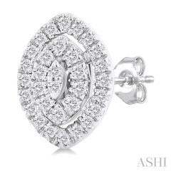 ASHI Marquise Shape Petite Halo Diamond Fashion Earrings 641T7PPTSERWG-MQ