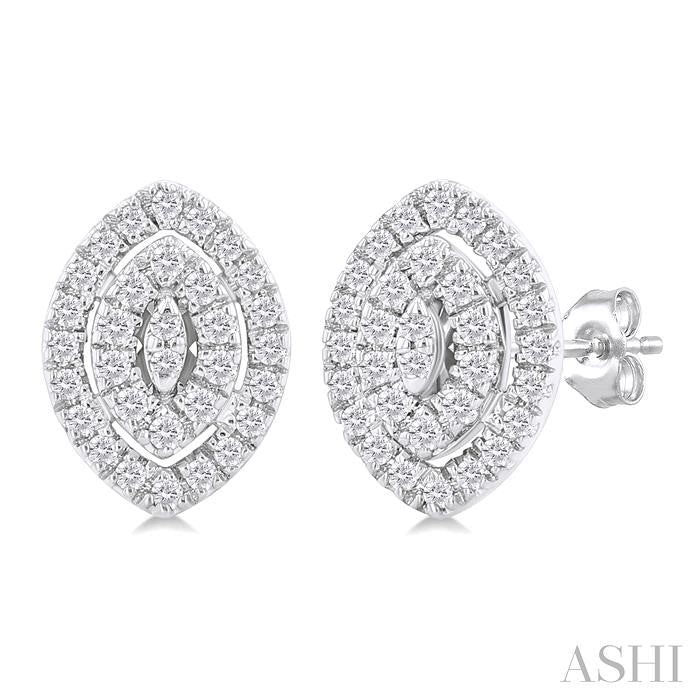 ASHI Marquise Shape Petite Halo Diamond Fashion Earrings 641T7PPTSERWG-MQ
