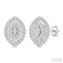 ASHI Marquise Shape Petite Halo Diamond Fashion Earrings 641T7PPTSERWG-MQ